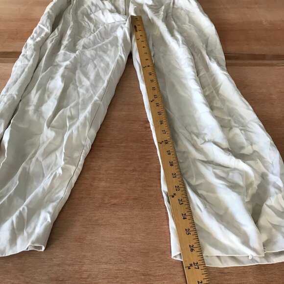 Lafayette 148 Wide Leg Pants Women 12 Beige High Rise Pocket Silk Blend Pull On - Picture 6 of 12